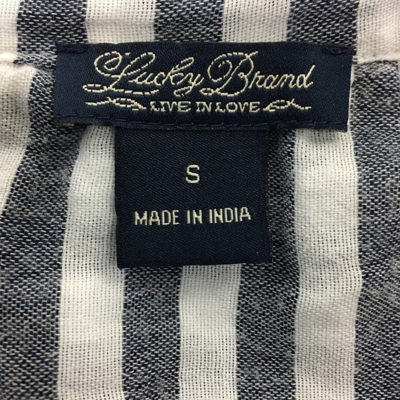 4/25 Lucky Brand Womens Knit Top Henley Striped - Picture 7 of 8